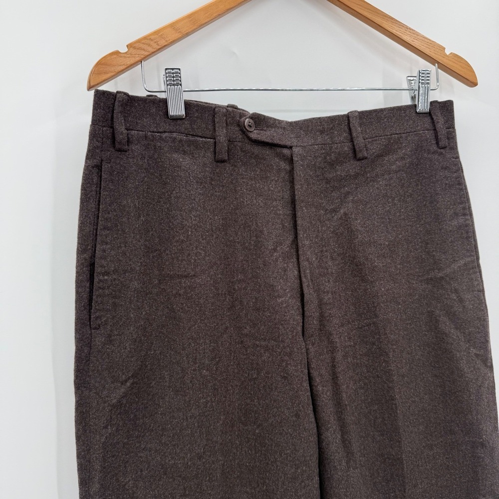 Kiton Napoli Mens Wool Dress Pants Sz 48 32x29.25 Brown Flat Front Made in Italy - Picture 4 of 10